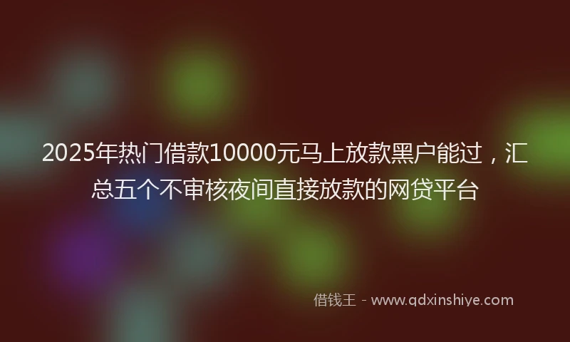 2025年热门借款10000元马上放款黑户能过，汇总五个不审核夜间直接放款的网贷平台