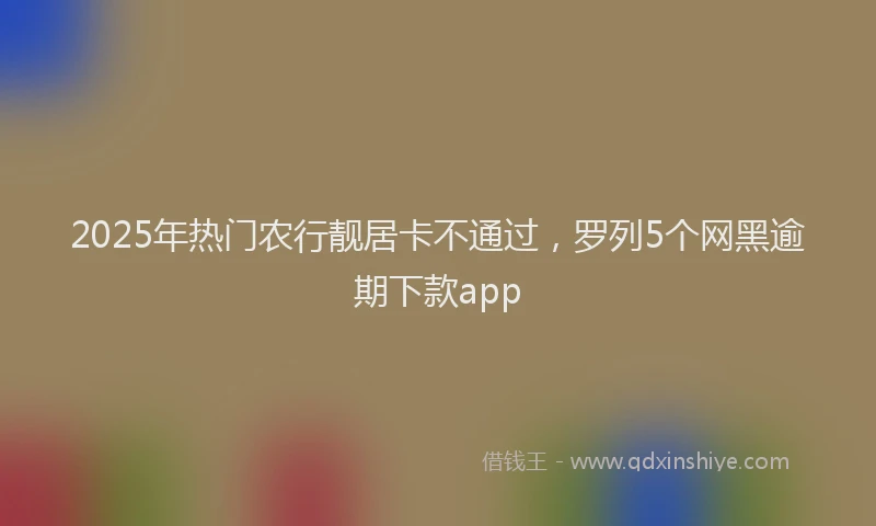 2025年热门农行靓居卡不通过，罗列5个网黑逾期下款app
