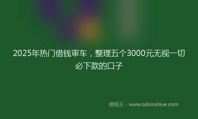 2025年热门借钱审车，整理五个3000元无视一切必下款的口子