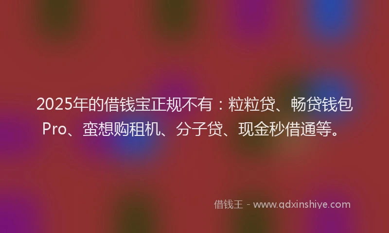 2025年的借钱宝正规不有：粒粒贷、畅贷钱包Pro、蛮想购租机、分子贷、现金秒借通等。