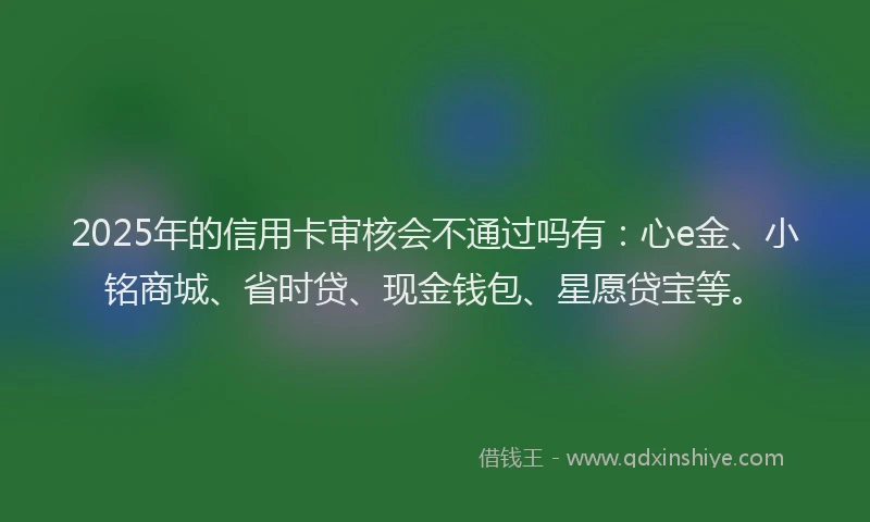 2025年的信用卡审核会不通过吗有：心e金、小铭商城、省时贷、现金钱包、星愿贷宝等。