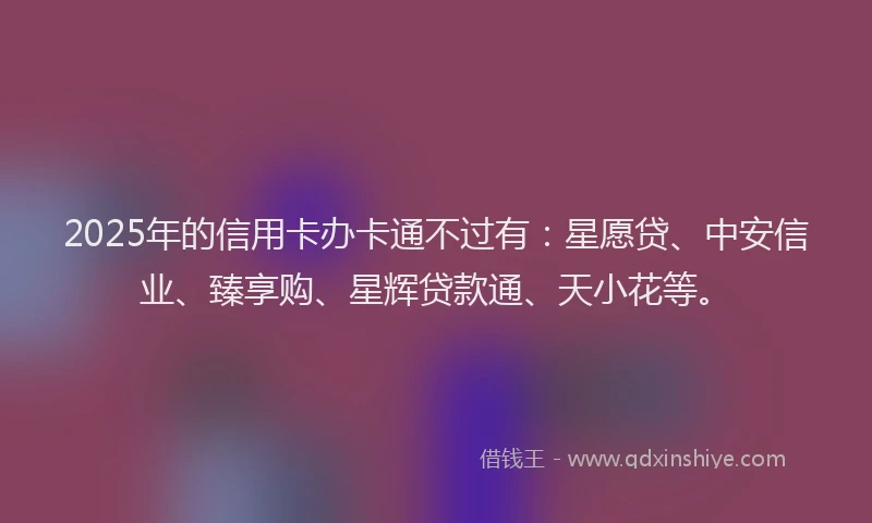 2025年的信用卡办卡通不过有：星愿贷、中安信业、臻享购、星辉贷款通、天小花等。