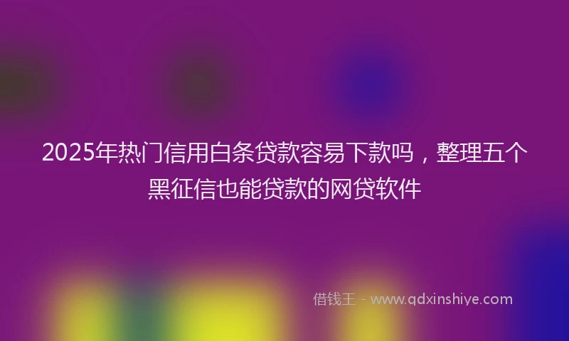 2025年热门信用白条贷款容易下款吗，整理五个黑征信也能贷款的网贷软件