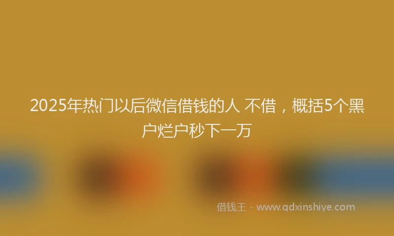 2025年热门以后微信借钱的人 不借，概括5个黑户烂户秒下一万
