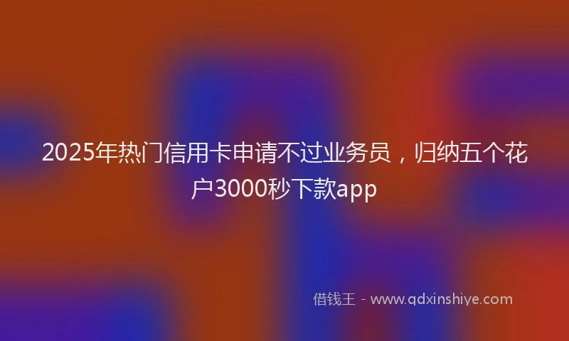 2025年热门信用卡申请不过业务员，归纳五个花户3000秒下款app