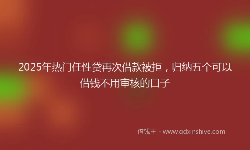 2025年热门任性贷再次借款被拒，归纳五个可以借钱不用审核的口子