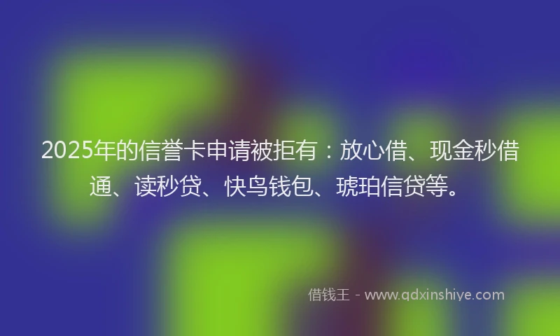 2025年的信誉卡申请被拒有：放心借、现金秒借通、读秒贷、快鸟钱包、琥珀信贷等。