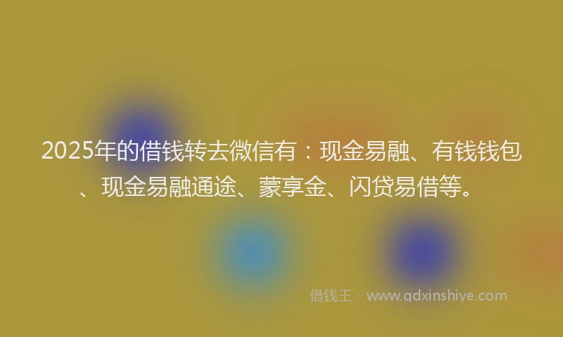 2025年的借钱转去微信有：现金易融、有钱钱包、现金易融通途、蒙享金、闪贷易借等。