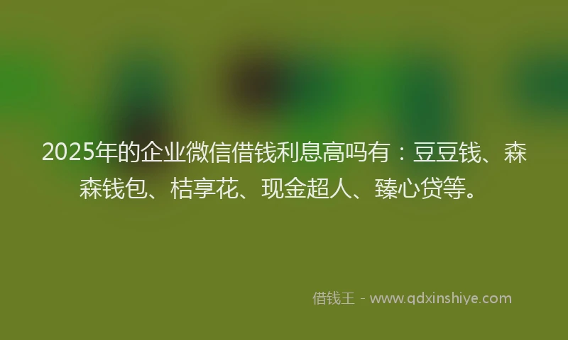 2025年的企业微信借钱利息高吗有：豆豆钱、森森钱包、桔享花、现金超人、臻心贷等。