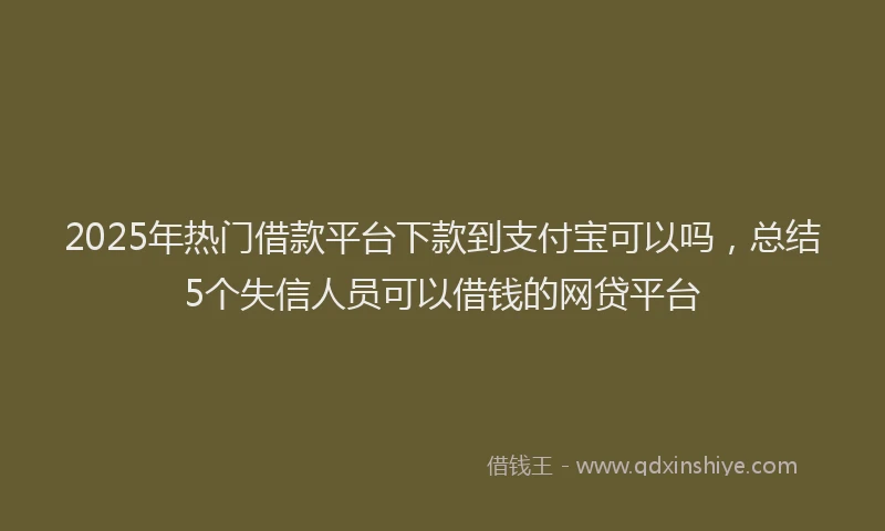2025年热门借款平台下款到支付宝可以吗，总结5个失信人员可以借钱的网贷平台