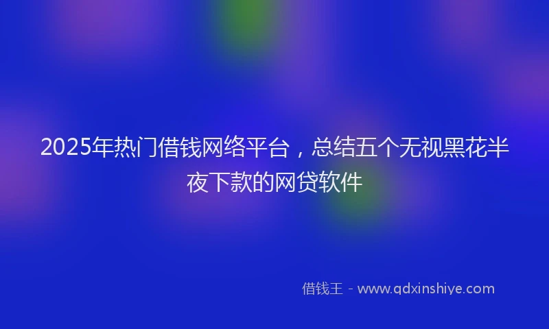 2025年热门借钱网络平台，总结五个无视黑花半夜下款的网贷软件