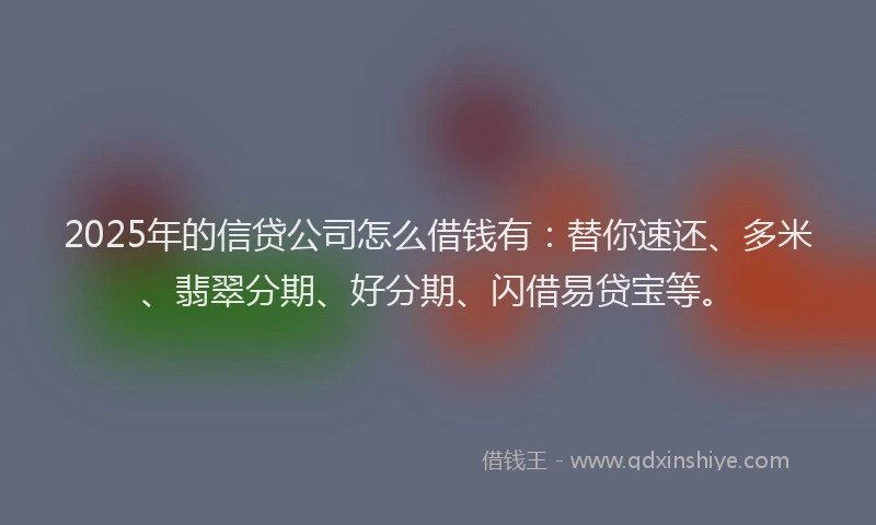 2025年的信贷公司怎么借钱有：替你速还、多米、翡翠分期、好分期、闪借易贷宝等。