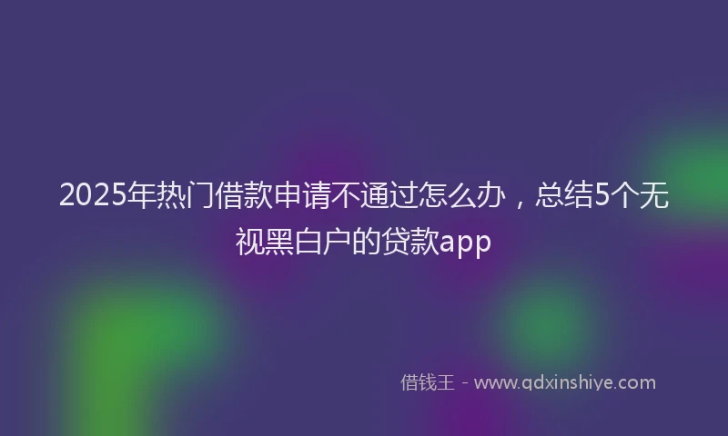 2025年热门借款申请不通过怎么办，总结5个无视黑白户的贷款app