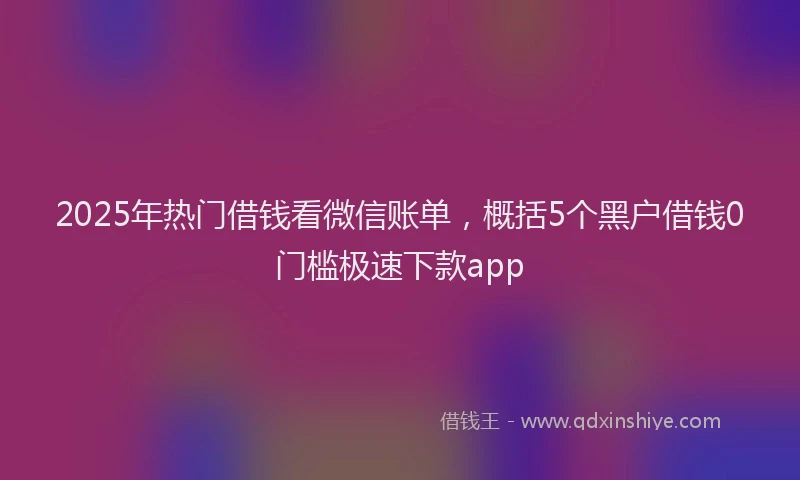 2025年热门借钱看微信账单，概括5个黑户借钱0门槛极速下款app