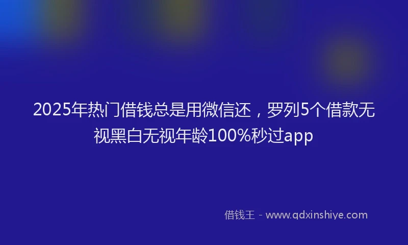 2025年热门借钱总是用微信还，罗列5个借款无视黑白无视年龄100%秒过app