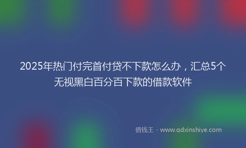 2025年热门付完首付贷不下款怎么办，汇总5个无视黑白百分百下款的借款软件
