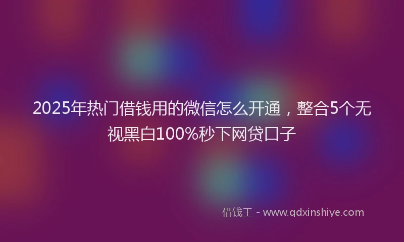 2025年热门借钱用的微信怎么开通，整合5个无视黑白100%秒下网贷口子