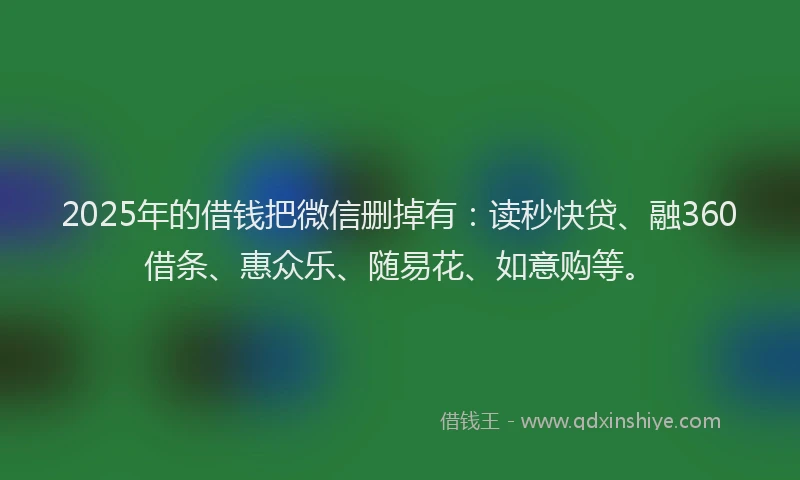 2025年的借钱把微信删掉有：读秒快贷、融360借条、惠众乐、随易花、如意购等。