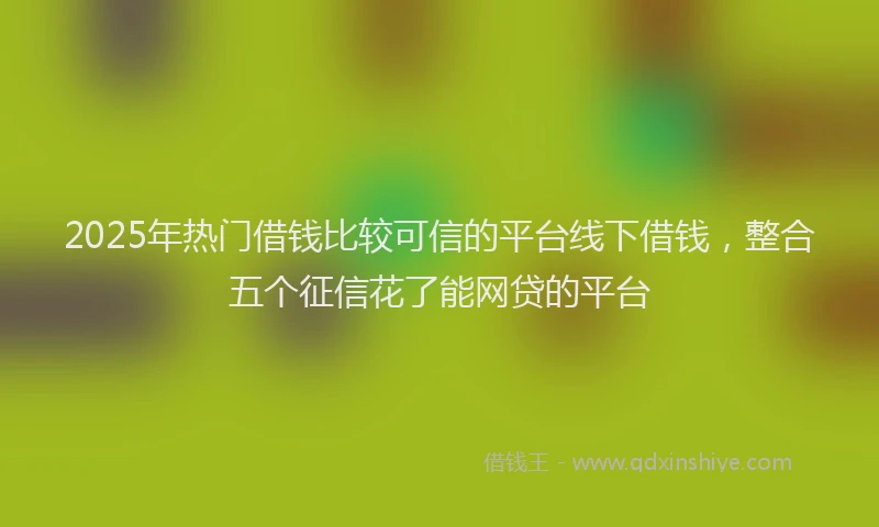 2025年热门借钱比较可信的平台线下借钱，整合五个征信花了能网贷的平台