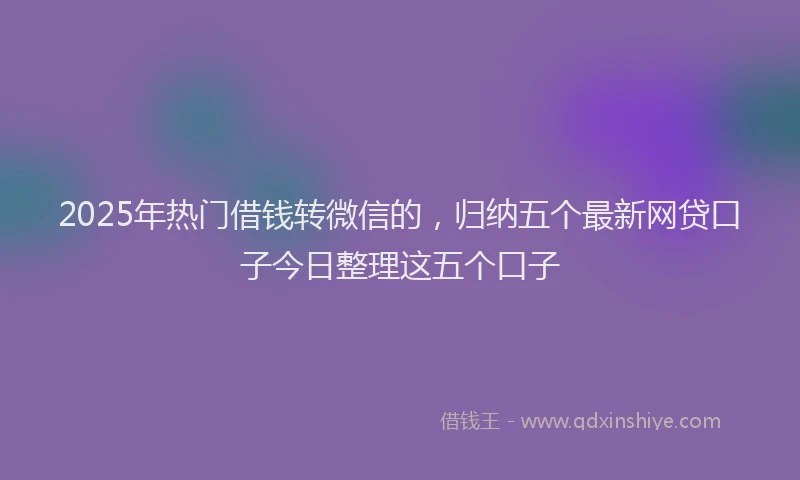 2025年热门借钱转微信的，归纳五个最新网贷口子今日整理这五个口子