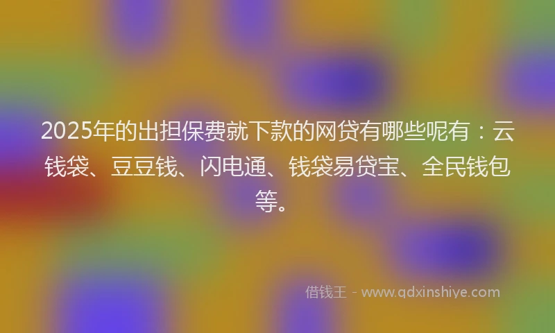 2025年的出担保费就下款的网贷有哪些呢有：云钱袋、豆豆钱、闪电通、钱袋易贷宝、全民钱包等。