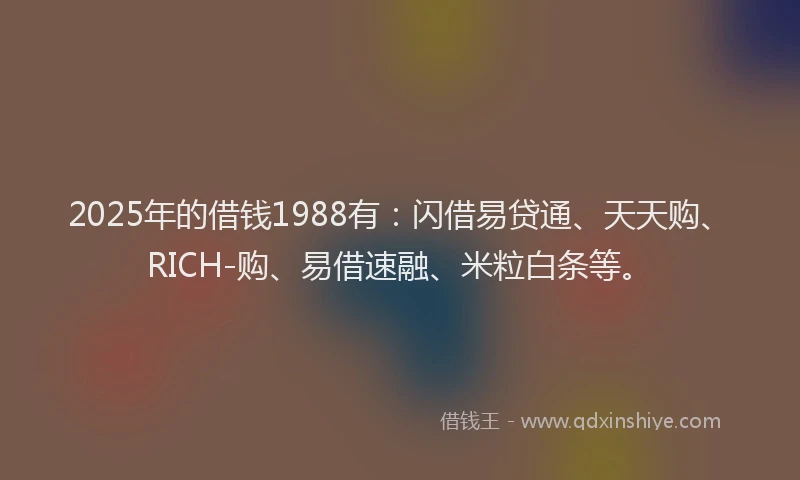 2025年的借钱1988有：闪借易贷通、天天购、RICH-购、易借速融、米粒白条等。