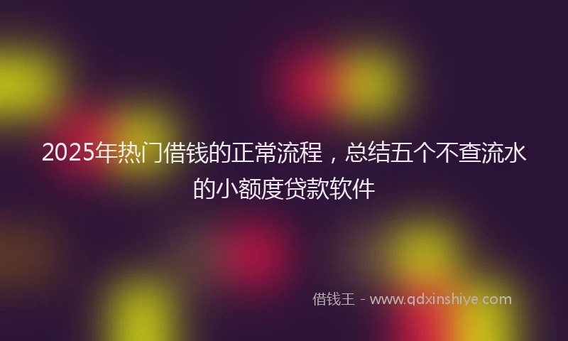 2025年热门借钱的正常流程，总结五个不查流水的小额度贷款软件
