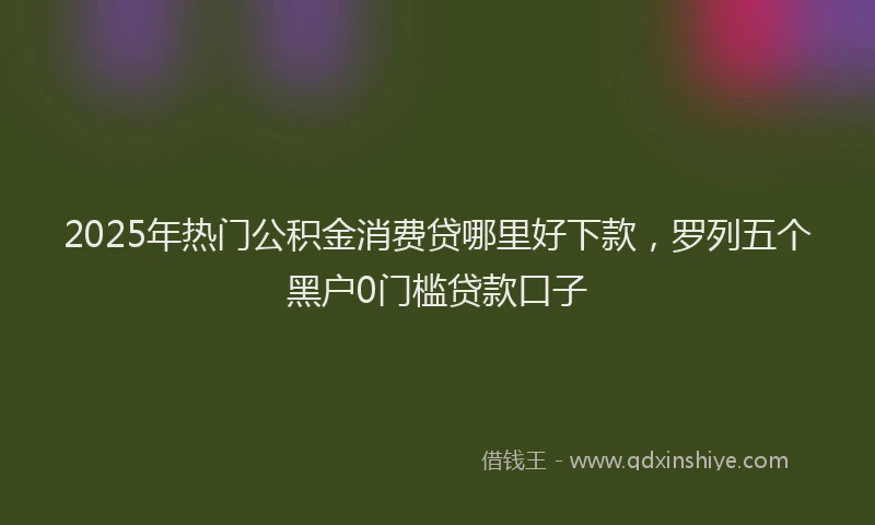 2025年热门公积金消费贷哪里好下款，罗列五个黑户0门槛贷款口子