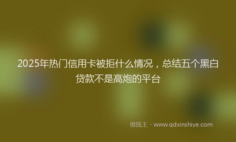 2025年热门信用卡被拒什么情况，总结五个黑白贷款不是高炮的平台