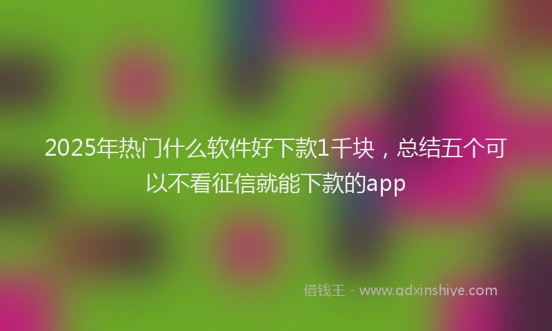 2025年热门什么软件好下款1千块，总结五个可以不看征信就能下款的app