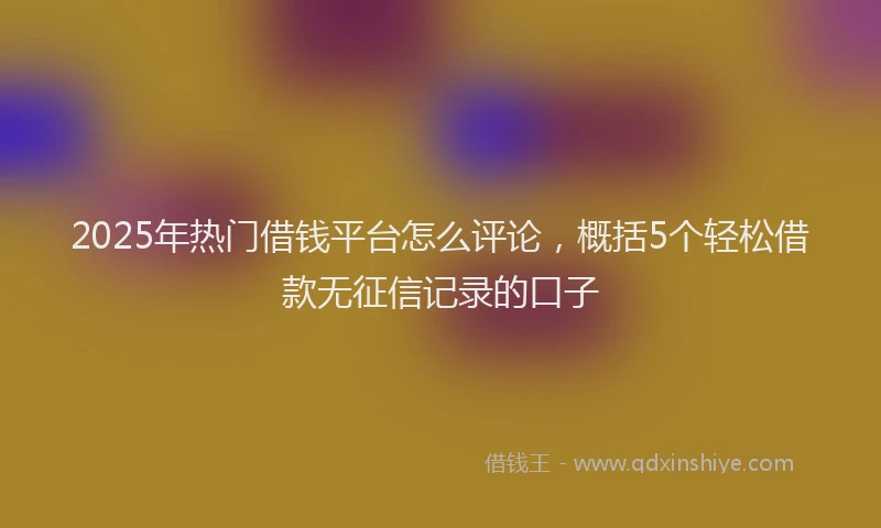 2025年热门借钱平台怎么评论，概括5个轻松借款无征信记录的口子