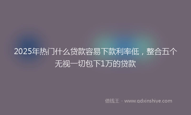 2025年热门什么贷款容易下款利率低，整合五个无视一切包下1万的贷款