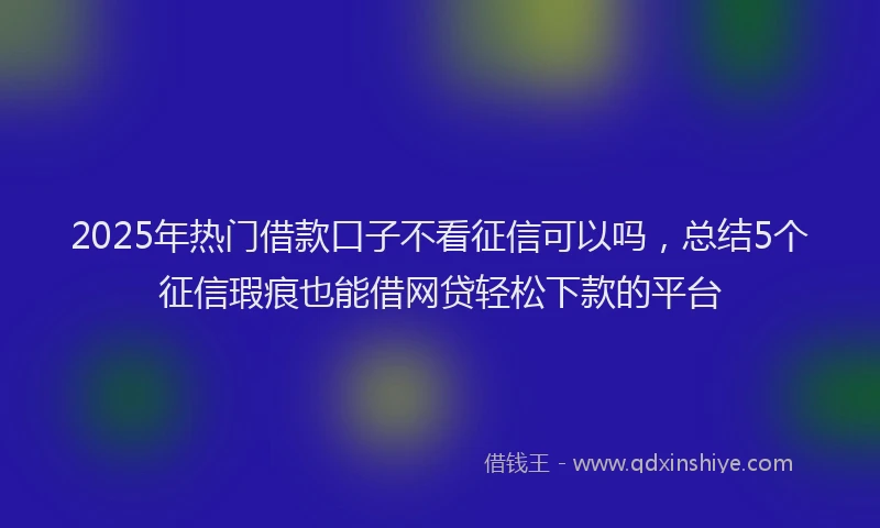 2025年热门借款口子不看征信可以吗，总结5个征信瑕疵也能借网贷轻松下款的平台