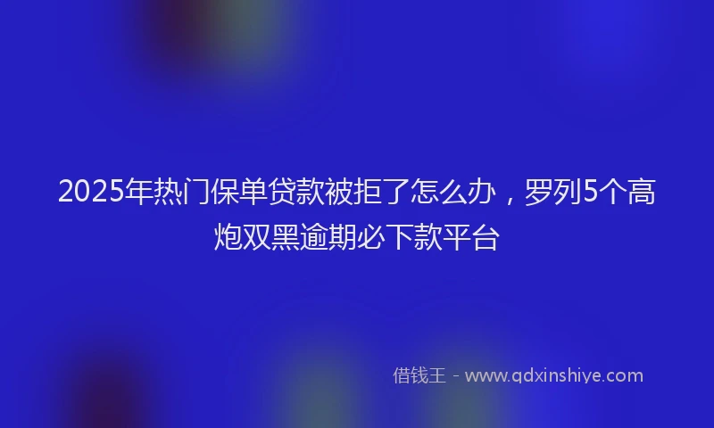 2025年热门保单贷款被拒了怎么办，罗列5个高炮双黑逾期必下款平台