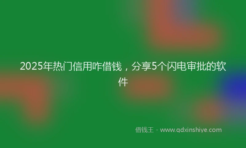 2025年热门信用咋借钱，分享5个闪电审批的软件