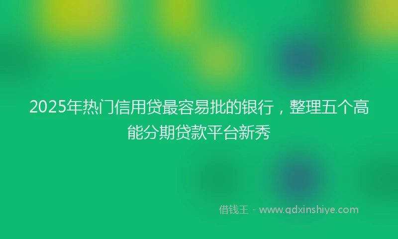 2025年热门信用贷最容易批的银行，整理五个高能分期贷款平台新秀