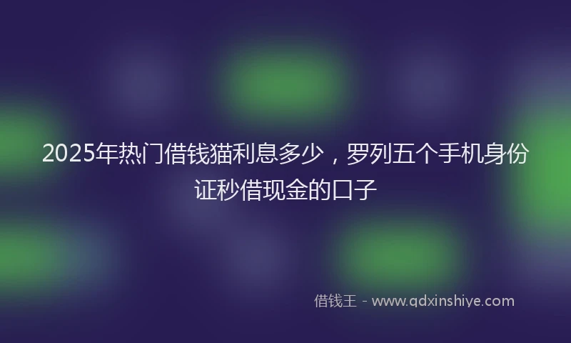 2025年热门借钱猫利息多少，罗列五个手机身份证秒借现金的口子