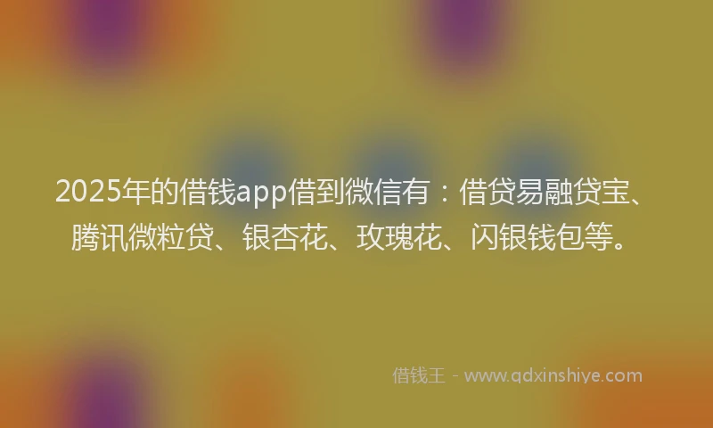 2025年的借钱app借到微信有：借贷易融贷宝、腾讯微粒贷、银杏花、玫瑰花、闪银钱包等。