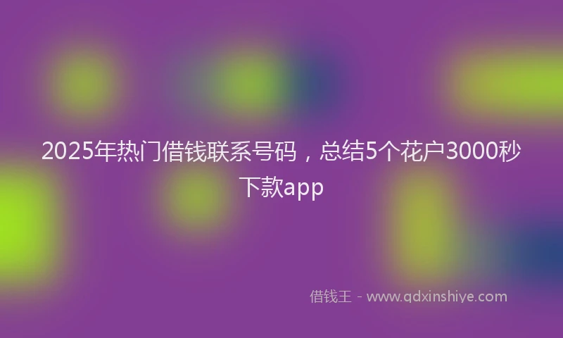 2025年热门借钱联系号码，总结5个花户3000秒下款app