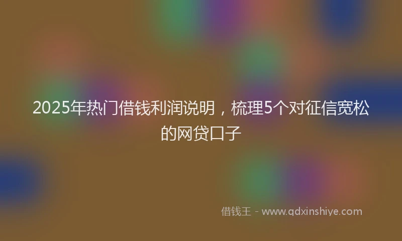 2025年热门借钱利润说明，梳理5个对征信宽松的网贷口子