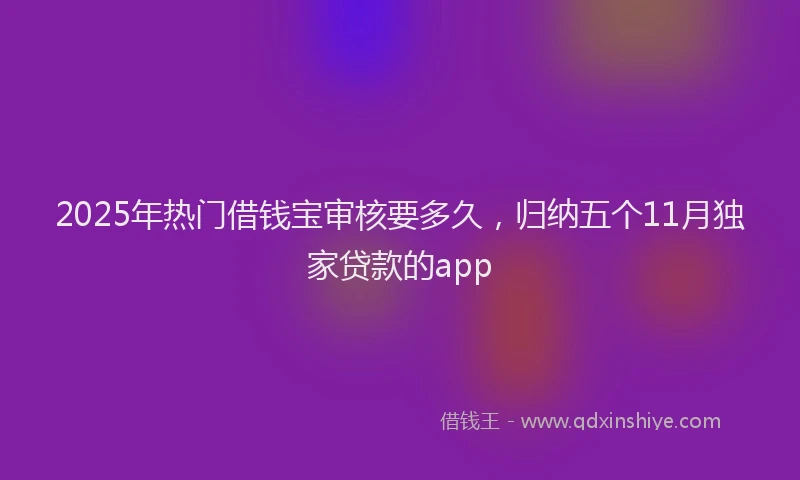 2025年热门借钱宝审核要多久，归纳五个11月独家贷款的app