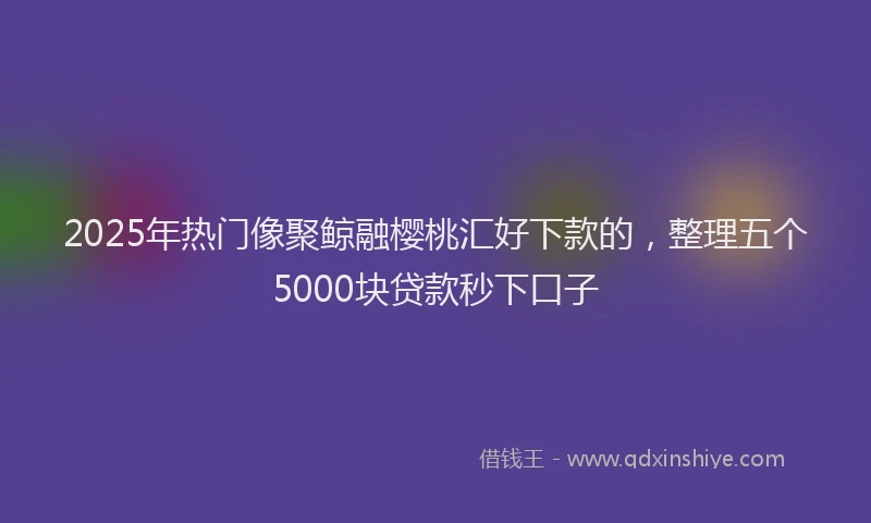 2025年热门像聚鲸融樱桃汇好下款的，整理五个5000块贷款秒下口子