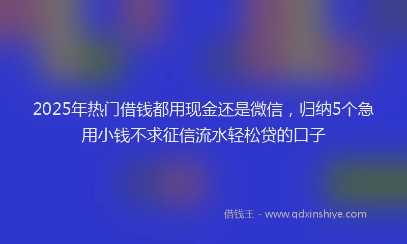 2025年热门借钱都用现金还是微信，归纳5个急用小钱不求征信流水轻松贷的口子