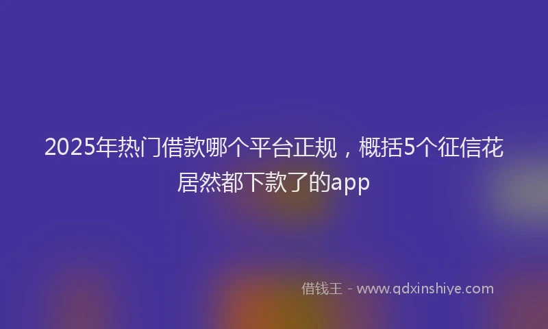 2025年热门借款哪个平台正规，概括5个征信花居然都下款了的app