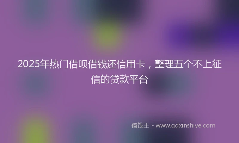 2025年热门借呗借钱还信用卡，整理五个不上征信的贷款平台