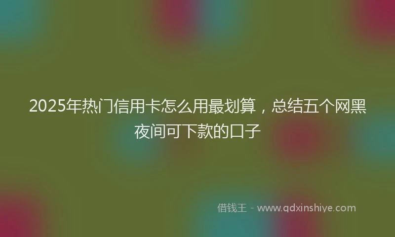 2025年热门信用卡怎么用最划算，总结五个网黑夜间可下款的口子
