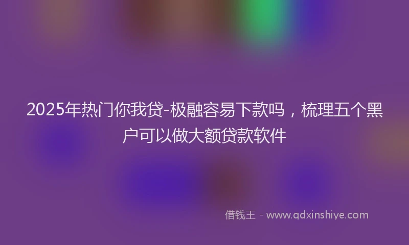 2025年热门你我贷-极融容易下款吗，梳理五个黑户可以做大额贷款软件