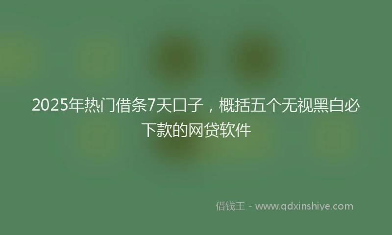 2025年热门借条7天口子，概括五个无视黑白必下款的网贷软件