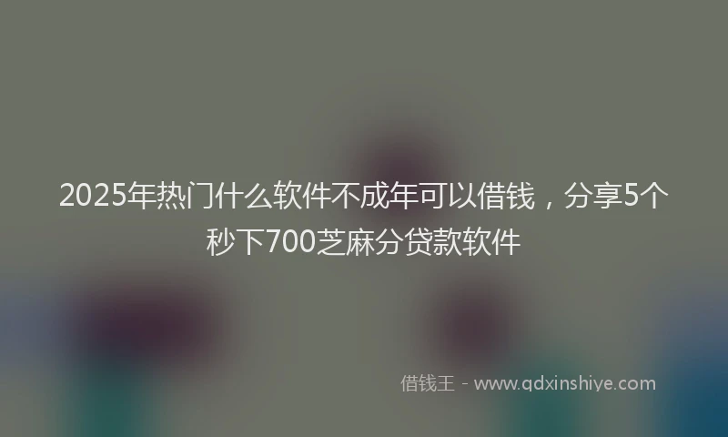 2025年热门什么软件不成年可以借钱，分享5个秒下700芝麻分贷款软件