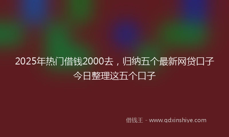 2025年热门借钱2000去，归纳五个最新网贷口子今日整理这五个口子